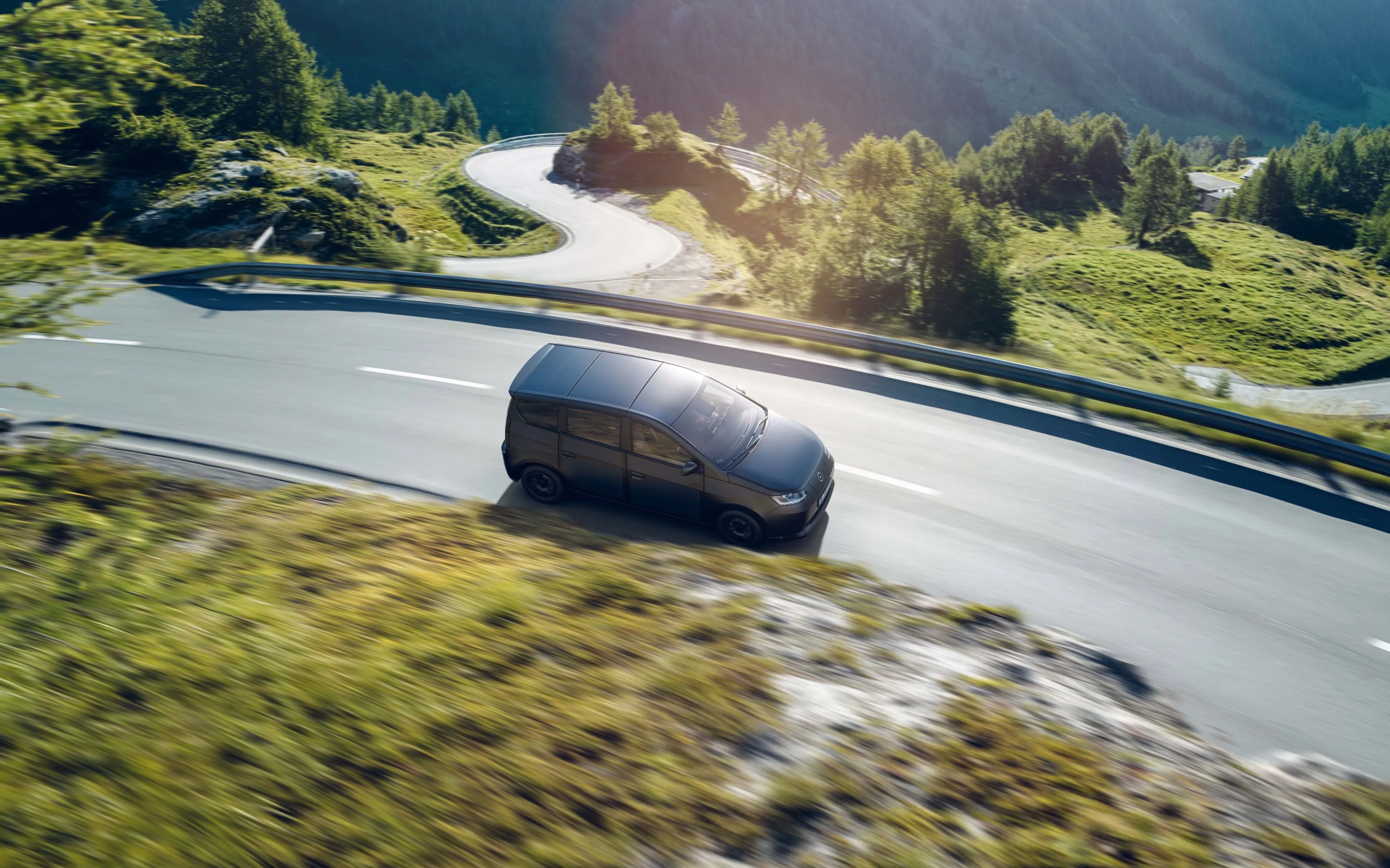 a car driving on a road